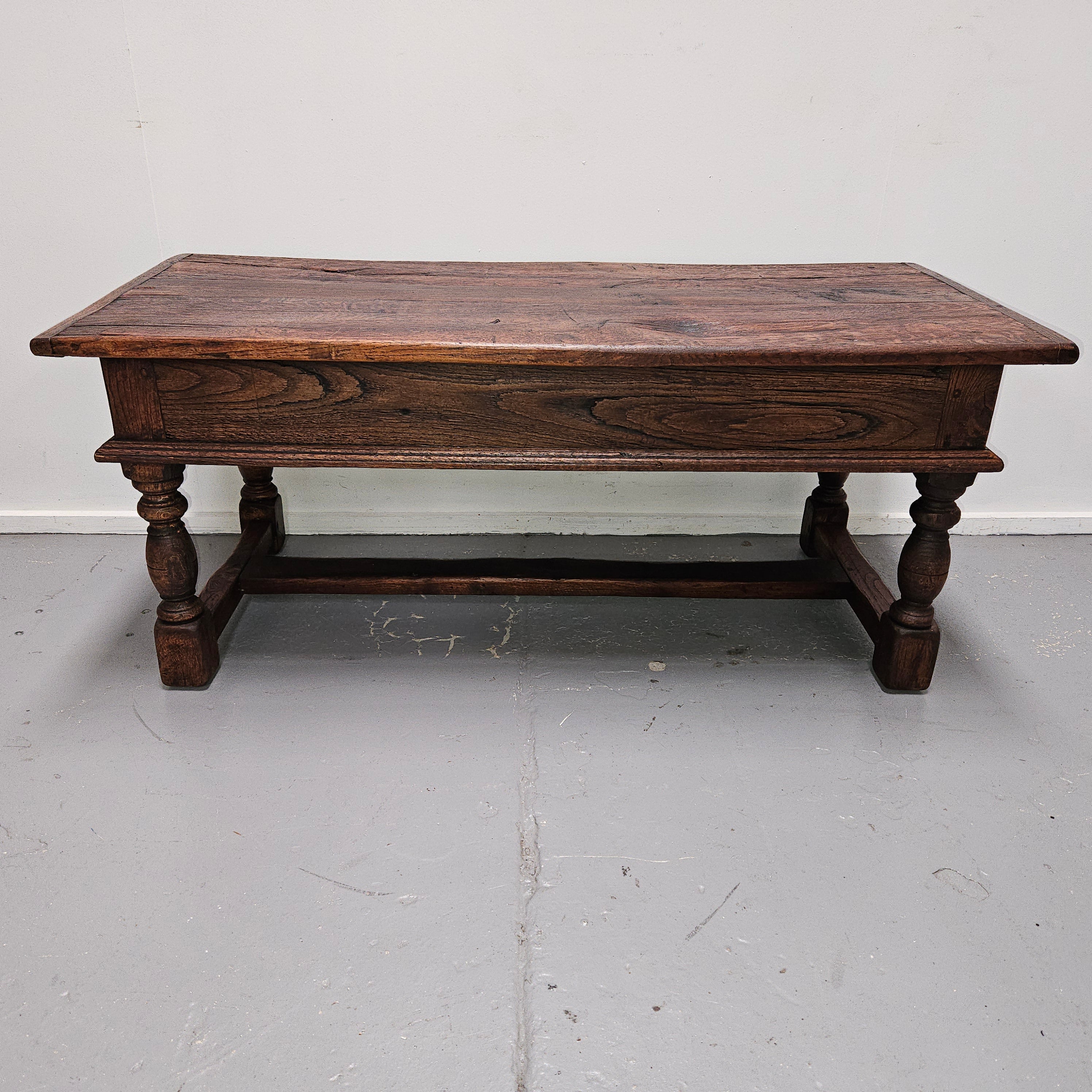 French Oak One Drawer Stretcher Base Coffee Table | Antique & Vintage | Moonee Ponds Antiques | Australia Wide Delivery