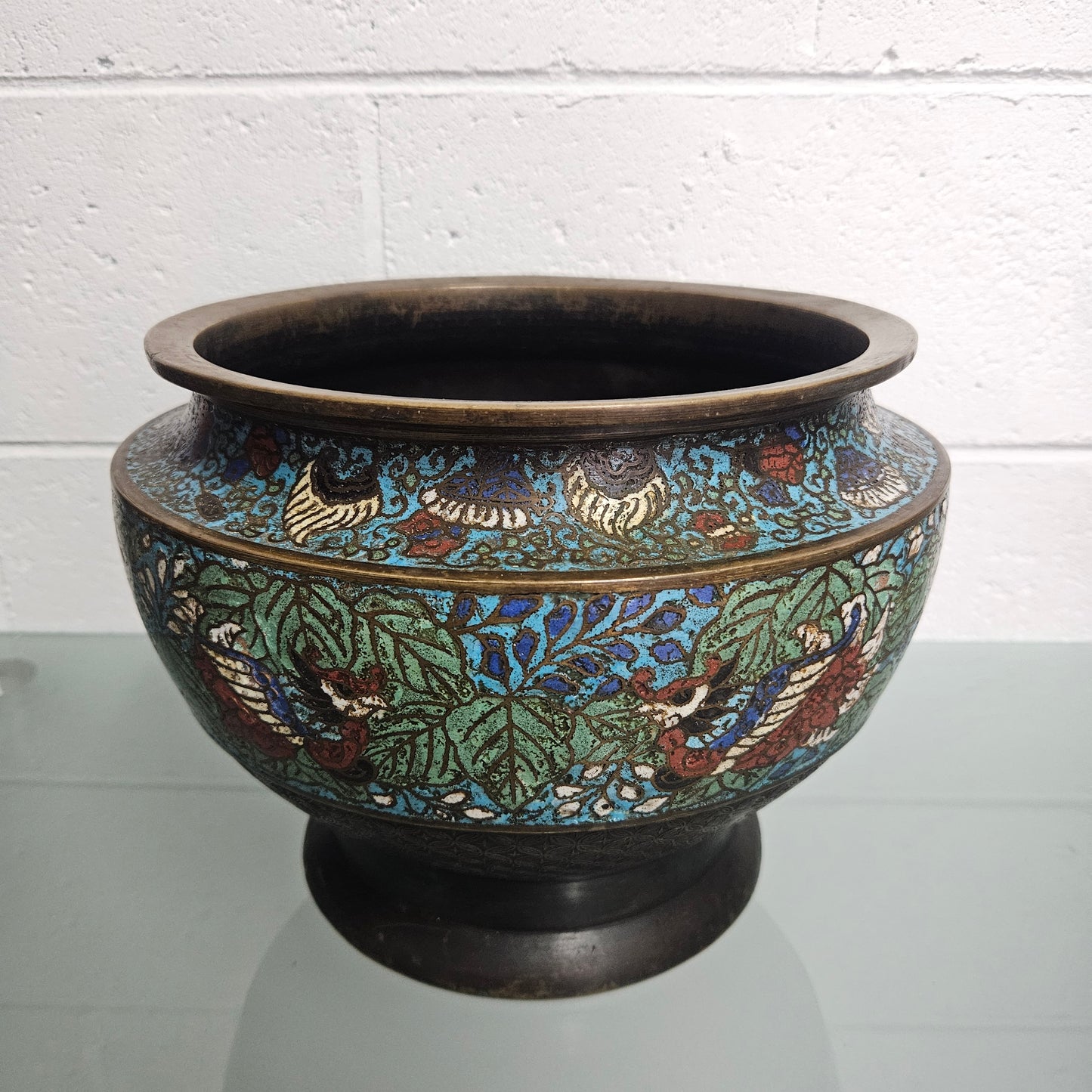 Antique Chinese Bronze & Cloisonne Planter