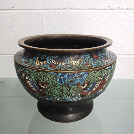 Antique Chinese Bronze & Cloisonne Planter