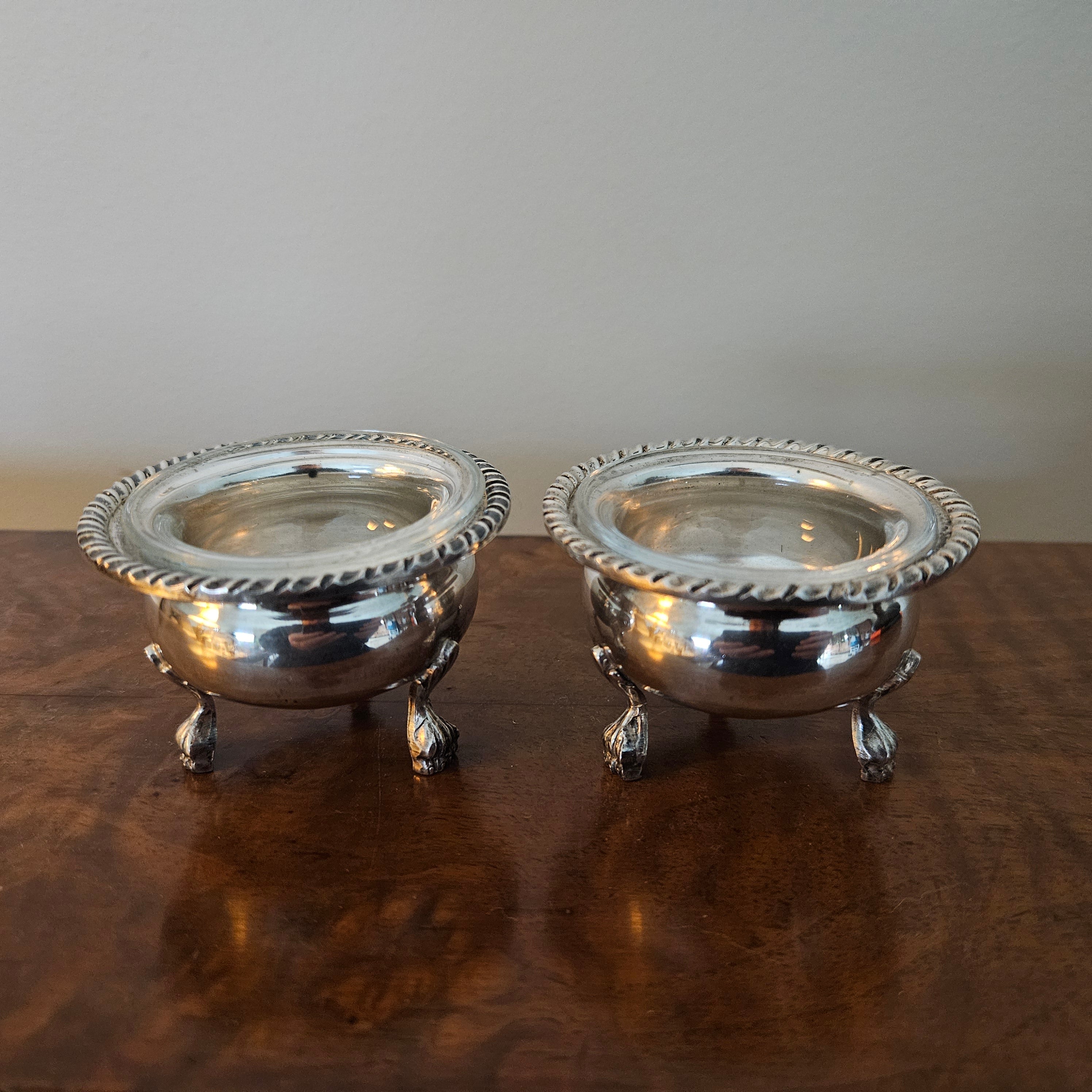 Pair of Vintage Silver & Glass Salts | Antique & Vintage | Moonee Ponds Antiques | Australia Wide Delivery