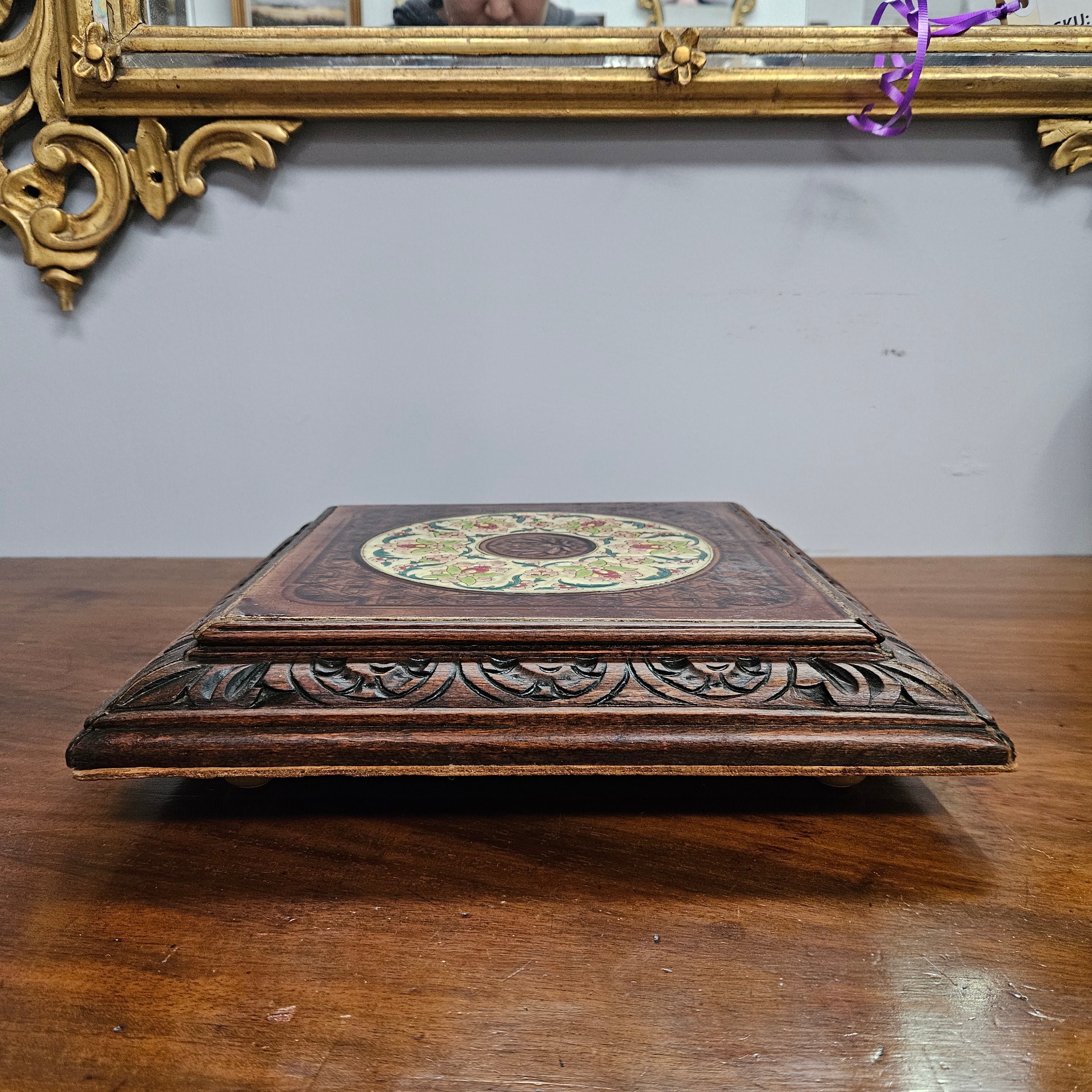Antique French Tiled Top & Wooden Base Trivet/Teapot Stand | Antique & Vintage | Moonee Ponds Antiques | Australia Wide Delivery