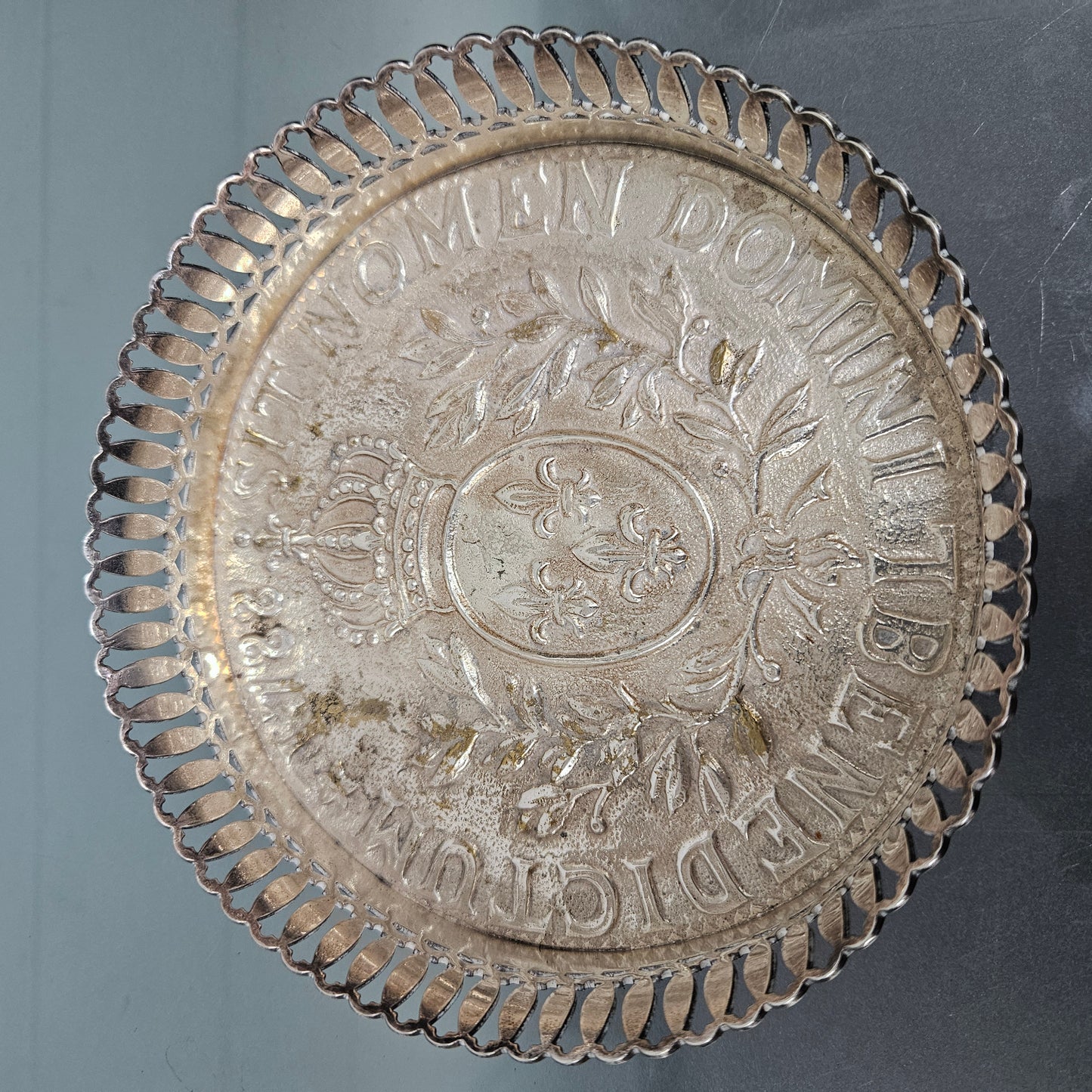 Antique Silver Plate Church Coaster