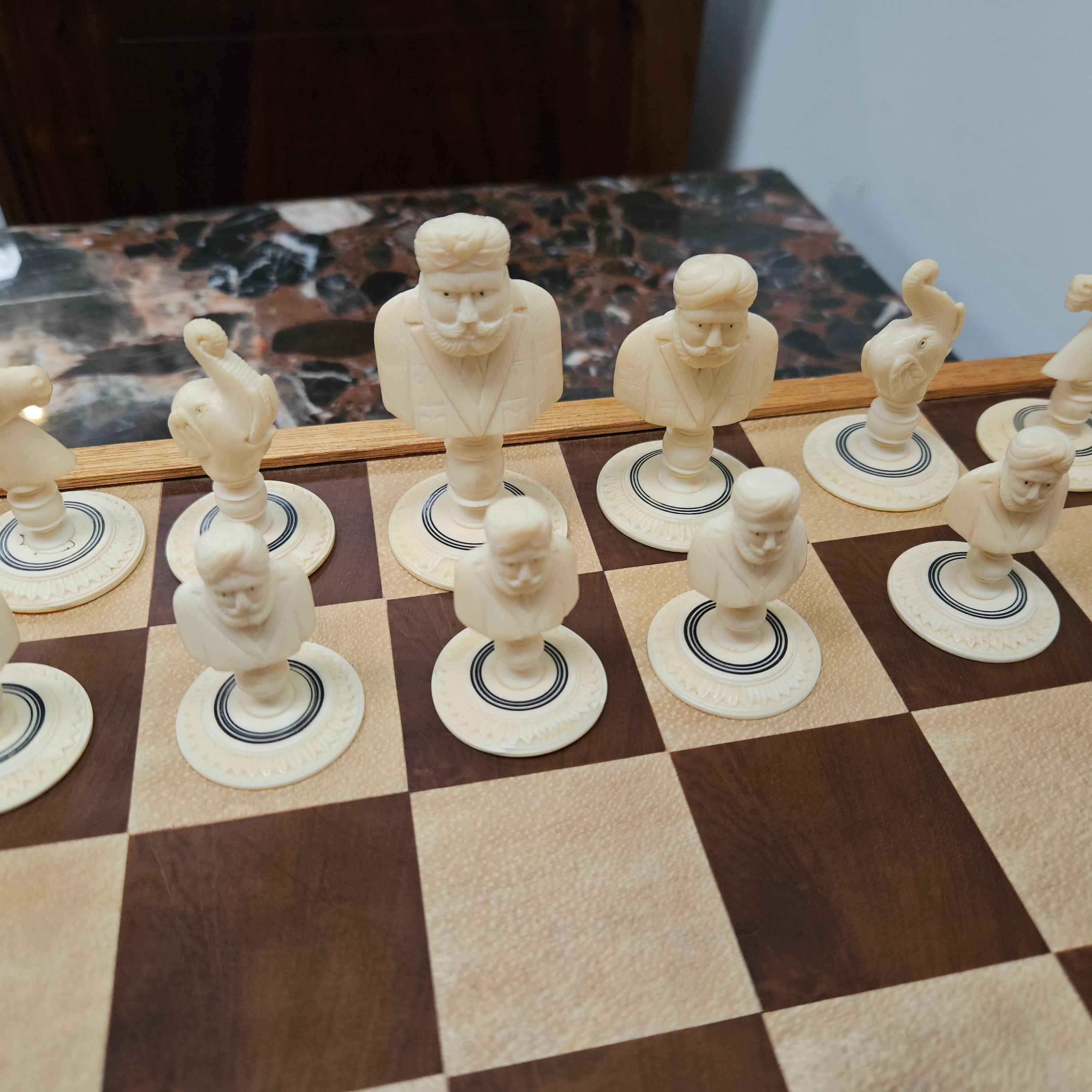 Antique Carved & Stained Ivory Chess Set | Antique & Vintage | Moonee Ponds Antiques | Australia Wide Delivery