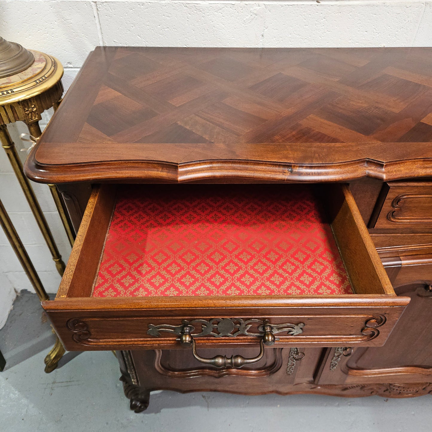 Louis XV Style Walnut Sideboard With Three Drawers & Three Doors