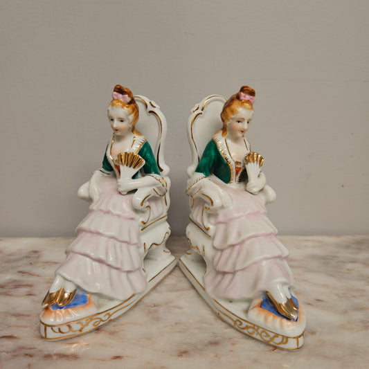 Pair of Vintage Porcelain Bookends