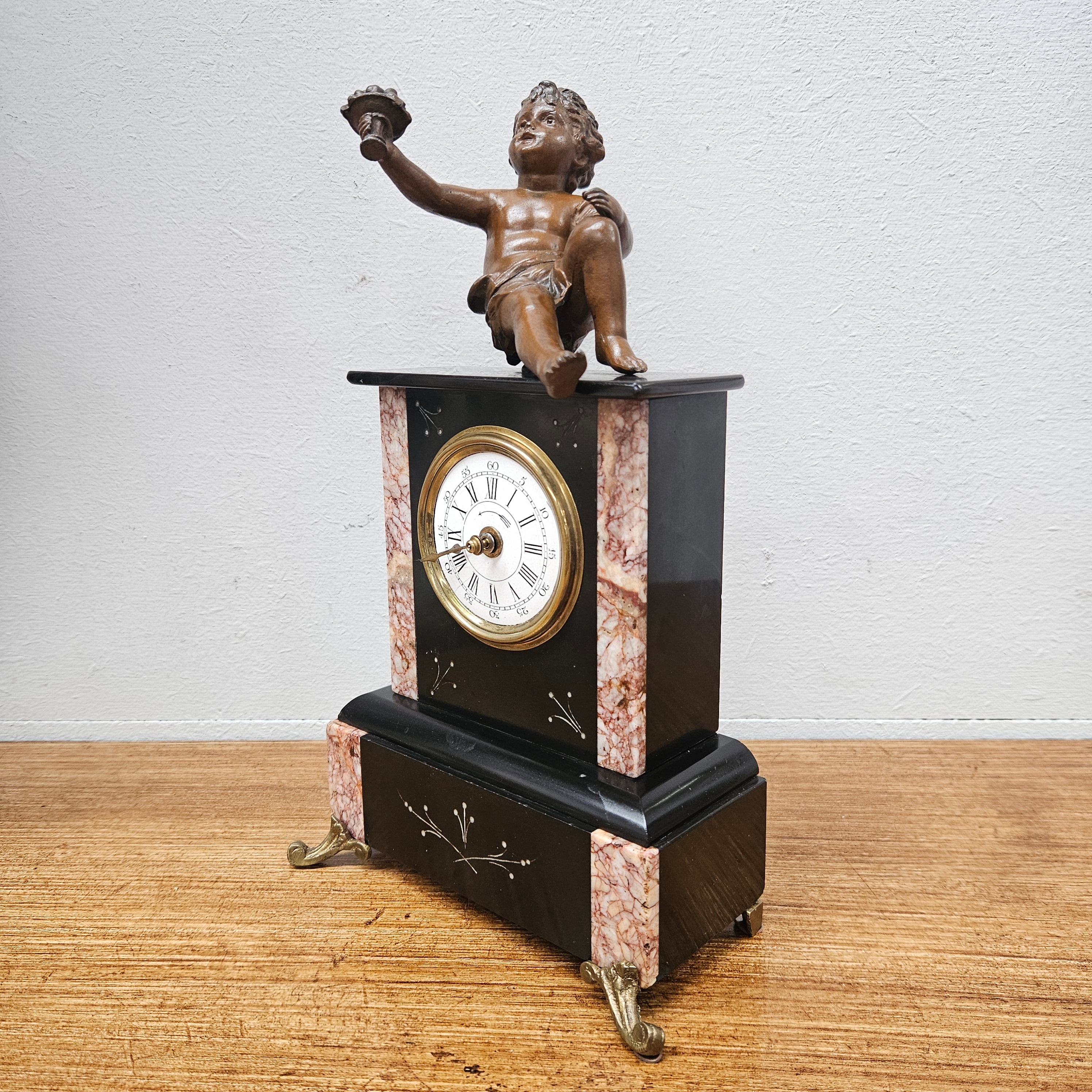Antique French Mantle Clock Featuring Cherub | Antique & Vintage | Moonee Ponds Antiques | Australia Wide Delivery