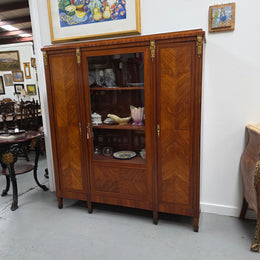 French Walnut Louis 16th Bookcase With Inlay & Ormolu