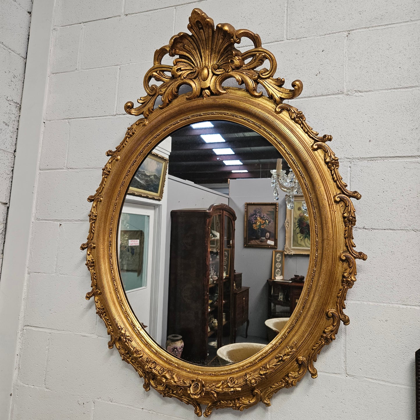 Amazing French 19th Century Oval Gilt Wall Mirror