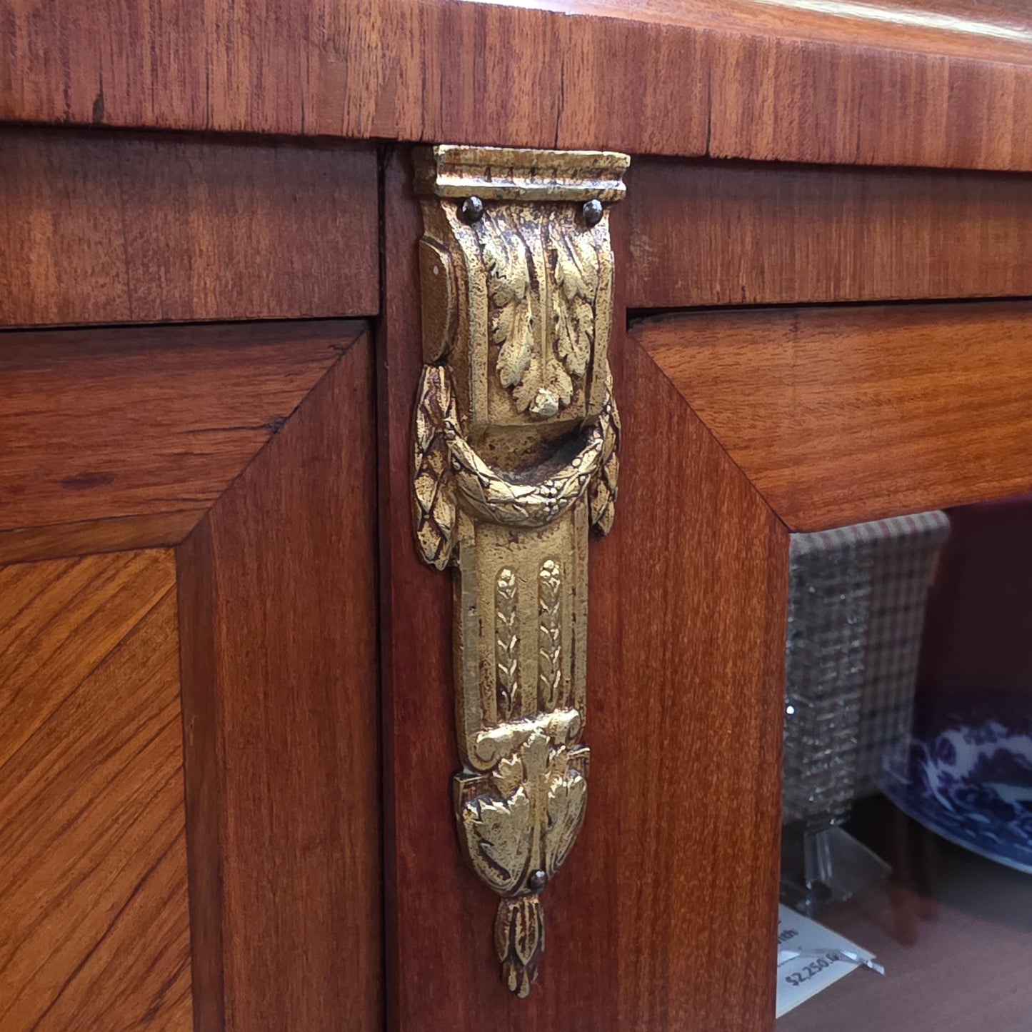 French Walnut Louis 16th Bookcase With Inlay & Ormolu
