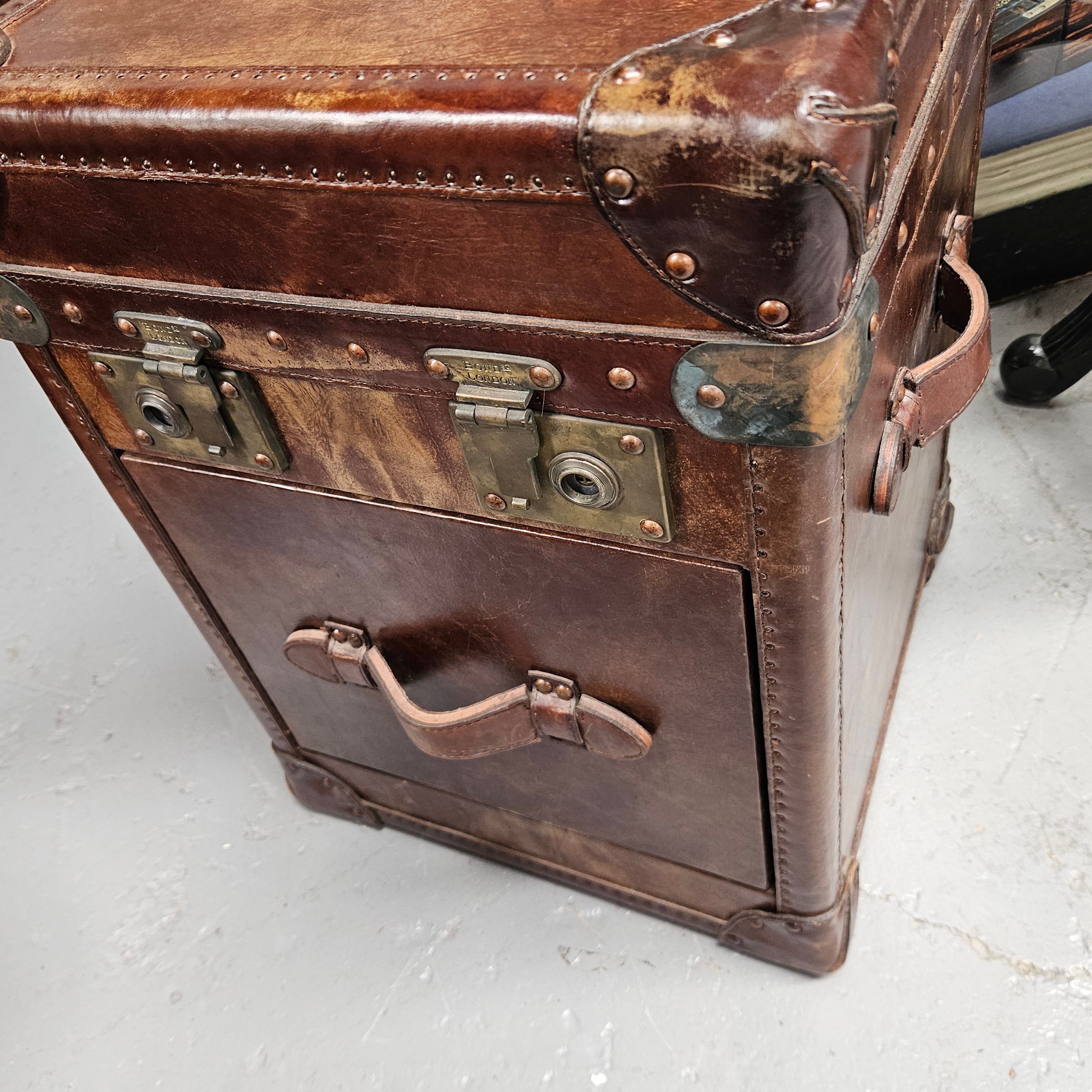 Portable Leather Filing Cabinet / Side Table | Antique & Vintage | Moonee Ponds Antiques | Australia Wide Delivery