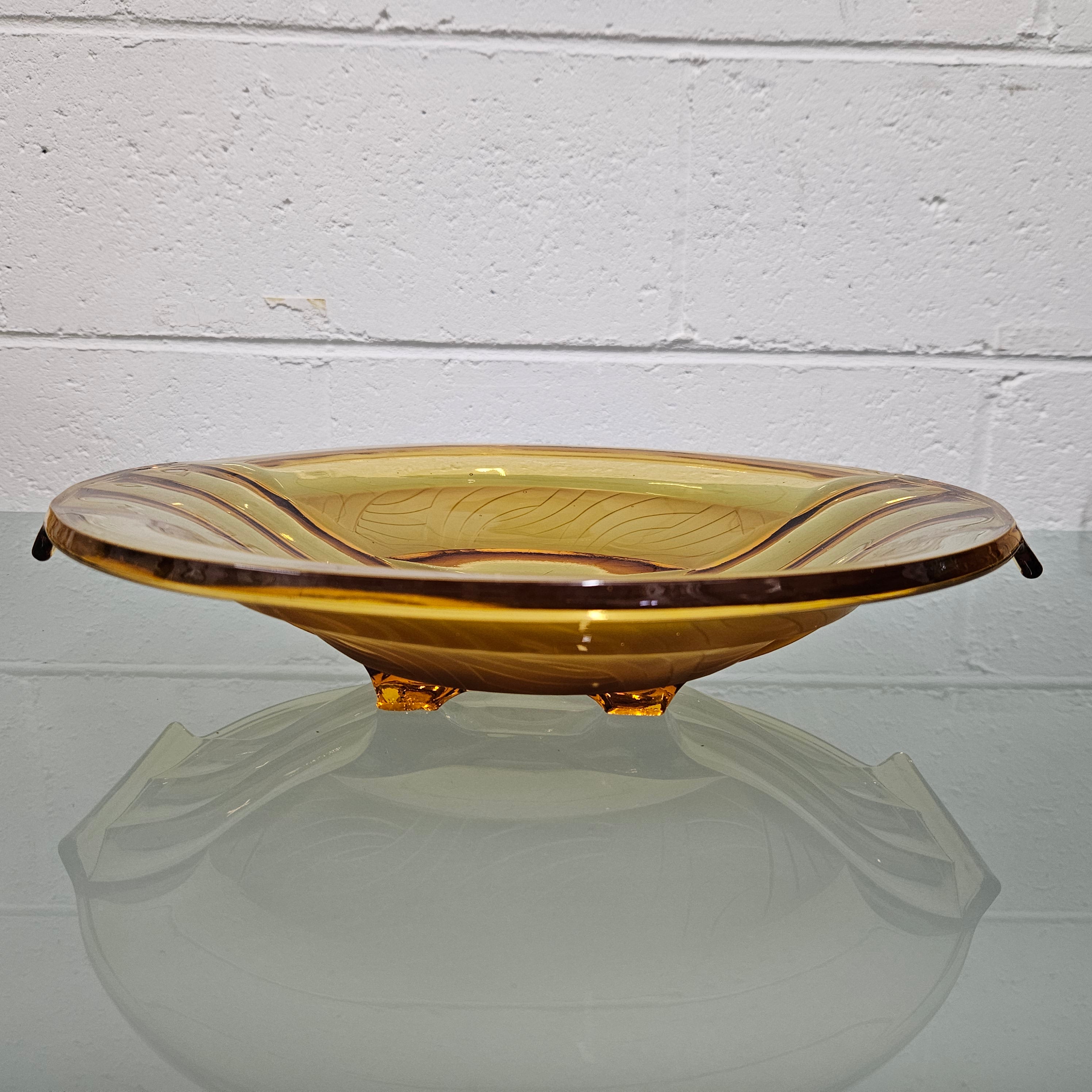 Art Deco Amber Glass Float Bowl | Antique & Vintage | Moonee Ponds Antiques | Australia Wide Delivery