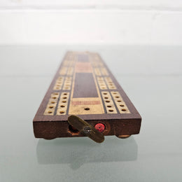 Antique Cribbage Inlaid Timber Board
