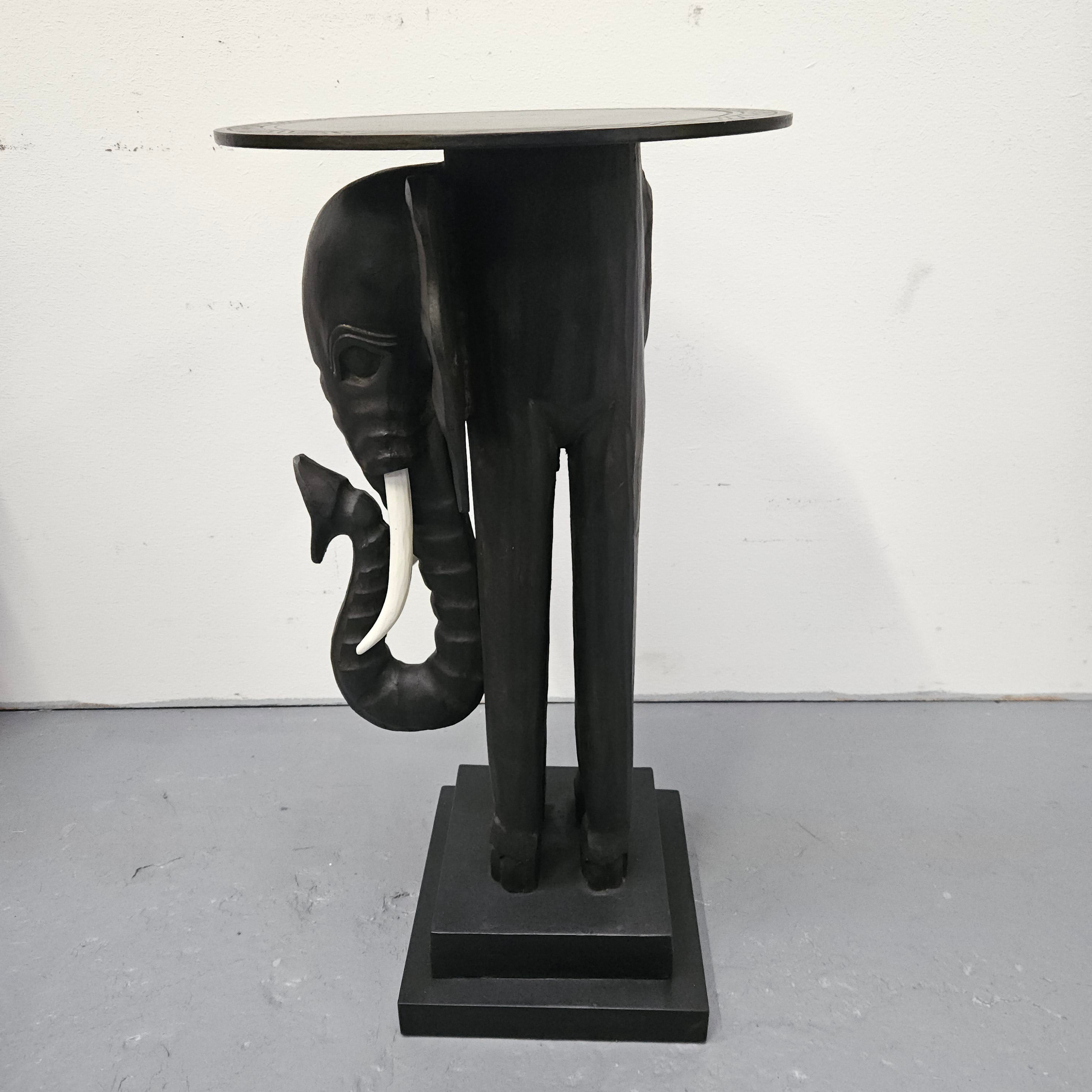 HOLD Unusual Hand Carved Ebonized Timber Elephant Side Table | Antique & Vintage | Moonee Ponds Antiques | Australia Wide Delivery
