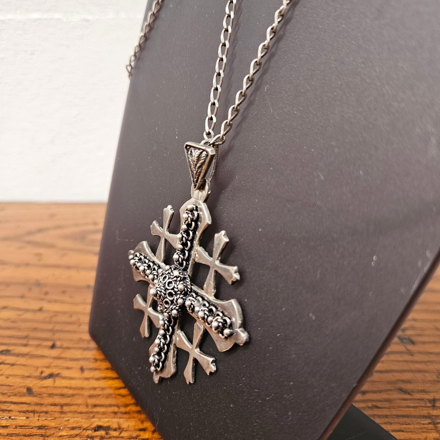 Ornate Vintage Silver Jerusalem Cross