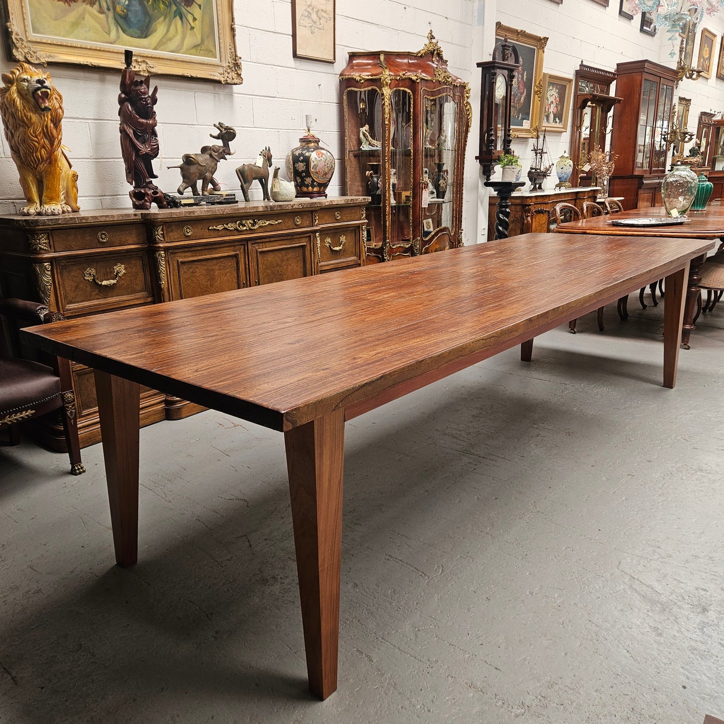 3 Meter Vintage Reclaimed Elm Top Farmhouse Style Dining Table