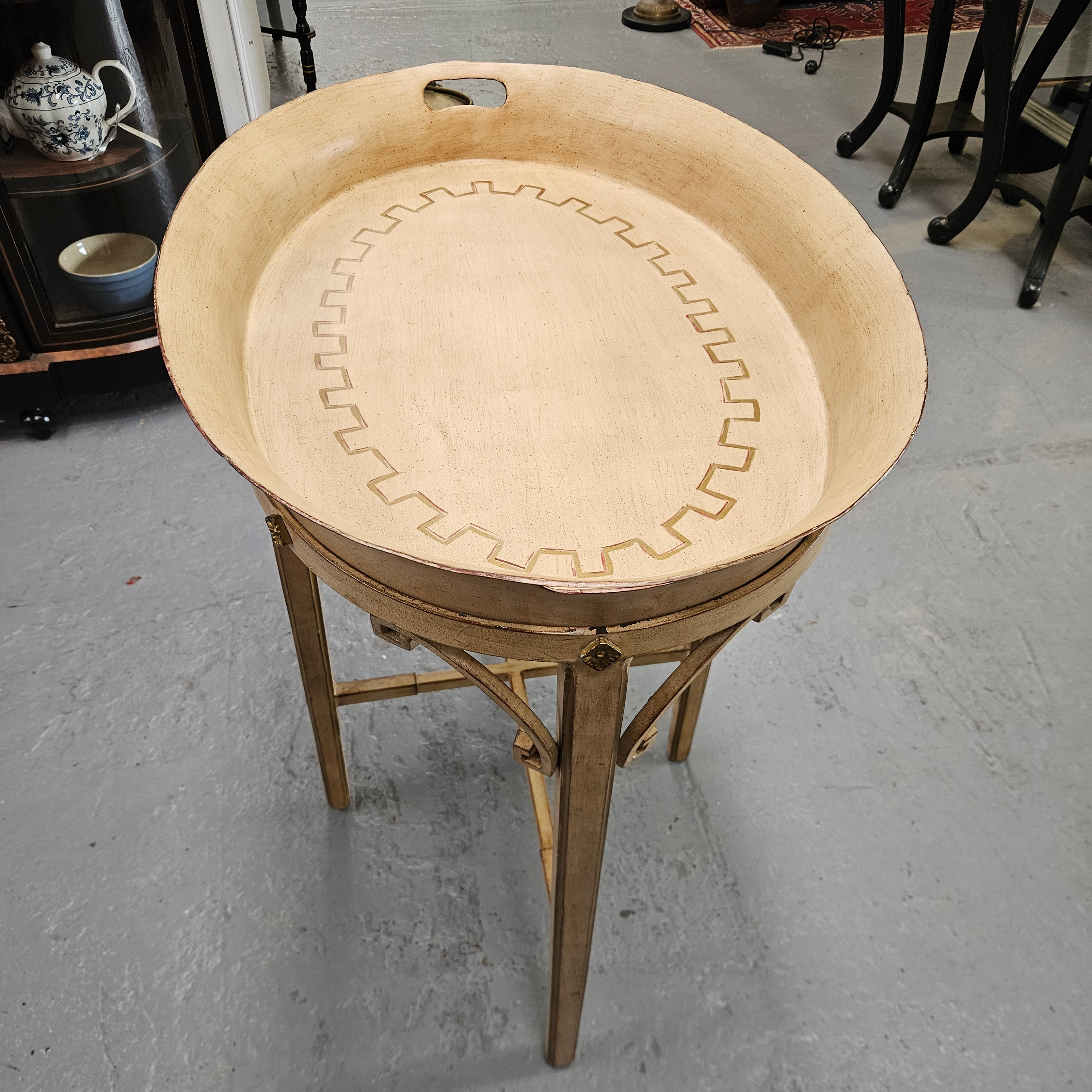 Vintage Gilt Metal & Hand Painted Drinks Serving Table | Antique & Vintage | Moonee Ponds Antiques | Australia Wide