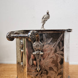 Victorian Hexagonal Silver Plated Biscuit Barrel