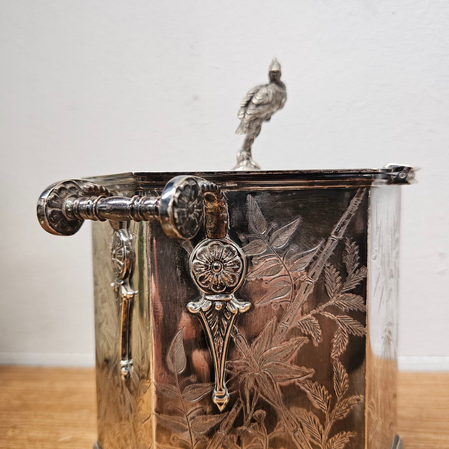 Victorian Hexagon Silver Plated Biscuit Barrel