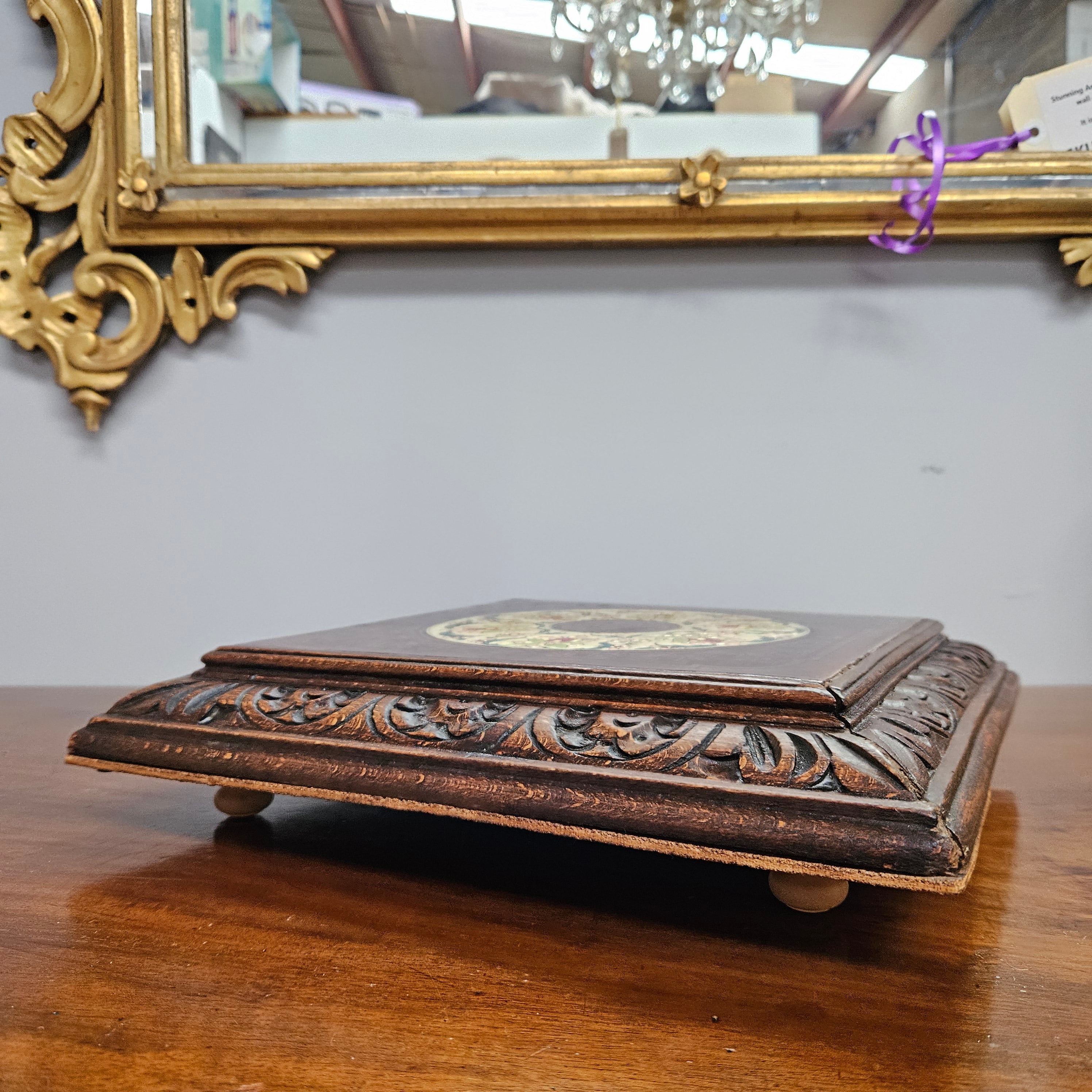 Antique French Tiled Top & Wooden Base Trivet/Teapot Stand | Antique & Vintage | Moonee Ponds Antiques | Australia Wide Delivery