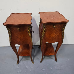 Louis XV Style Pair of French Inlaid Kingwood Bedside Cabinets | Antique & Vintage | Moonee Ponds Antiques | Australia Wide Delivery