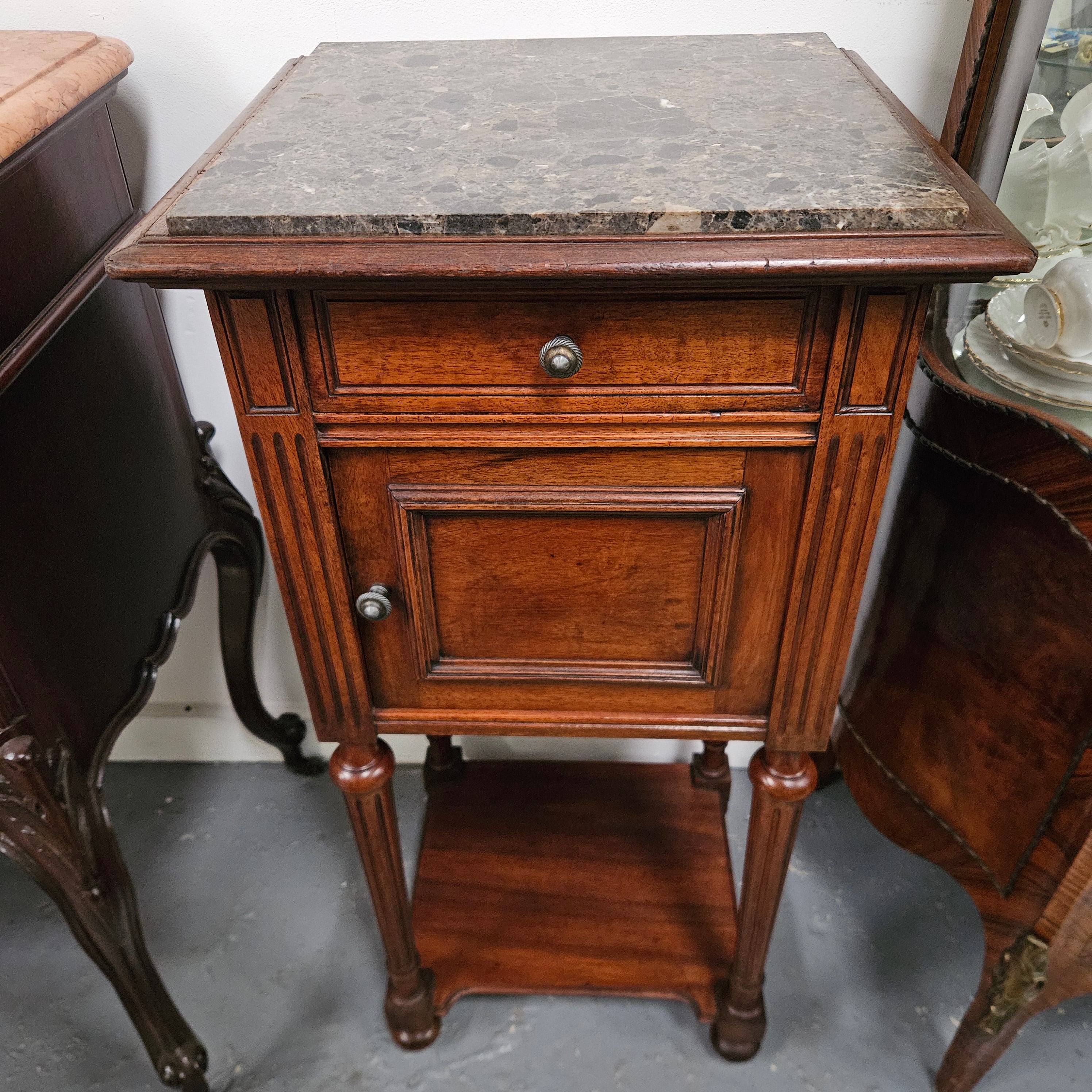 Stunning Marble Top Bedside Table | Antique & Vintage | Moonee Ponds Antiques | Australia Wide Delivery