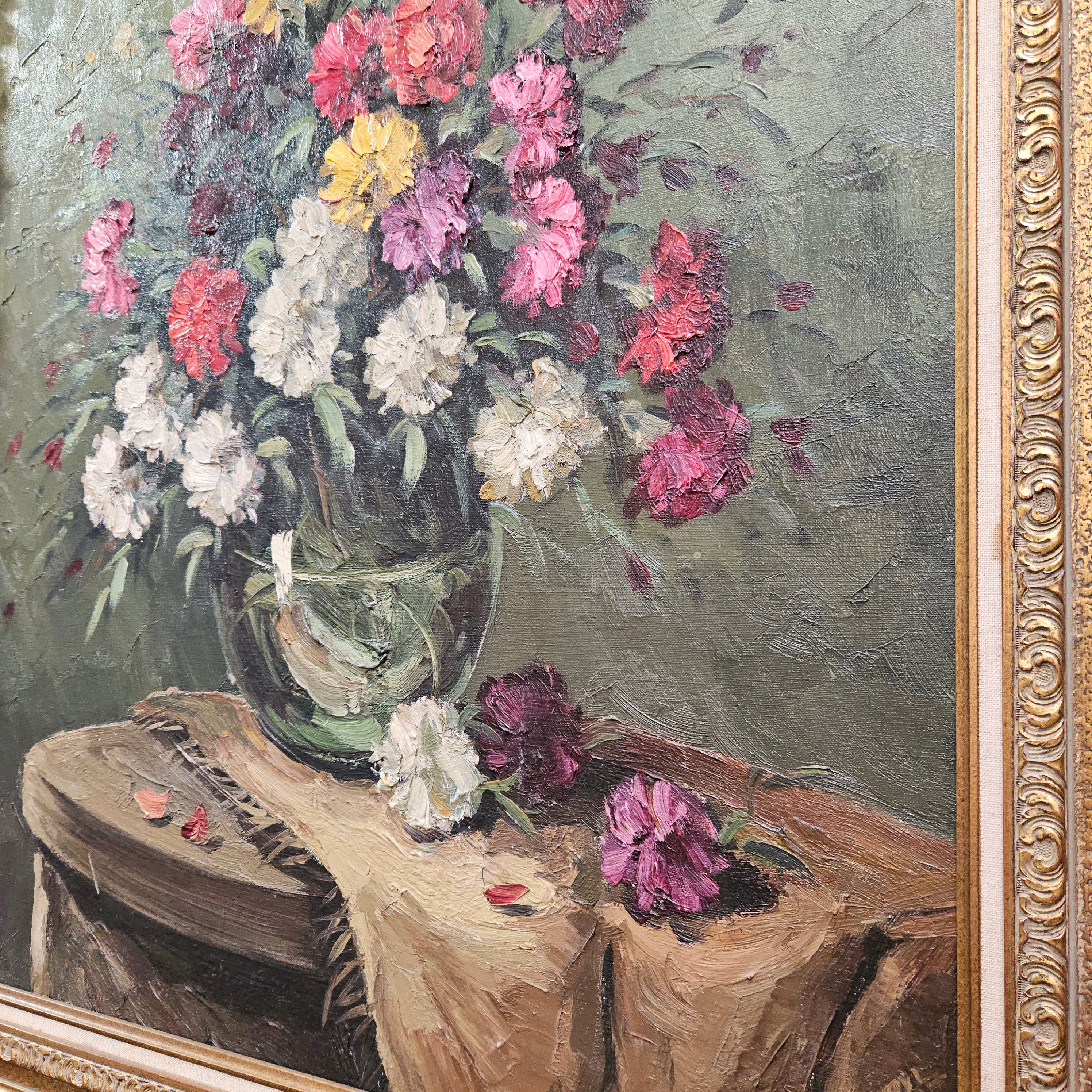 Signed Floral Oil On Canvas In Superb Gilt Frame | Antique & Vintage | Moonee Ponds Antiques | Australia Wide Delivery