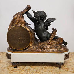 French Cherub Gilt & Marble Mantle Clock