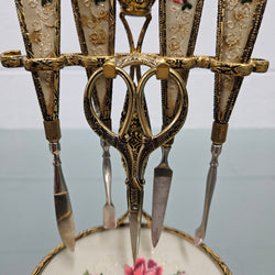 Vintage Five Piece Manicure Set On Stand | Antique & Vintage | Moonee Ponds Antiques | Australia Wide Delivery
