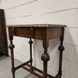 Period Oak Side Table With Drawer