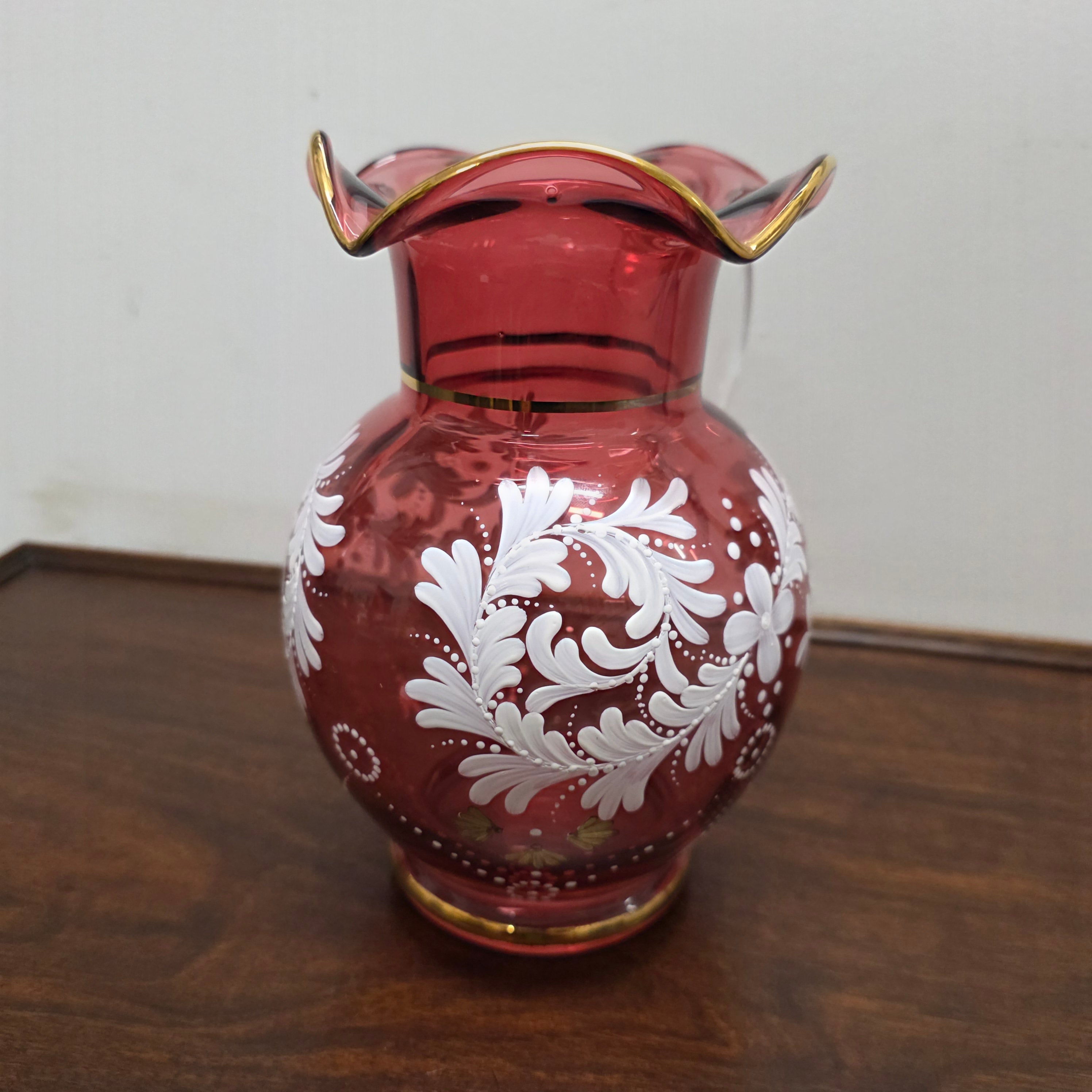 Vintage Ruby & Enamel Painted Glass Jug | Antique & Vintage | Moonee Ponds Antiques | Australia Wide Delivery