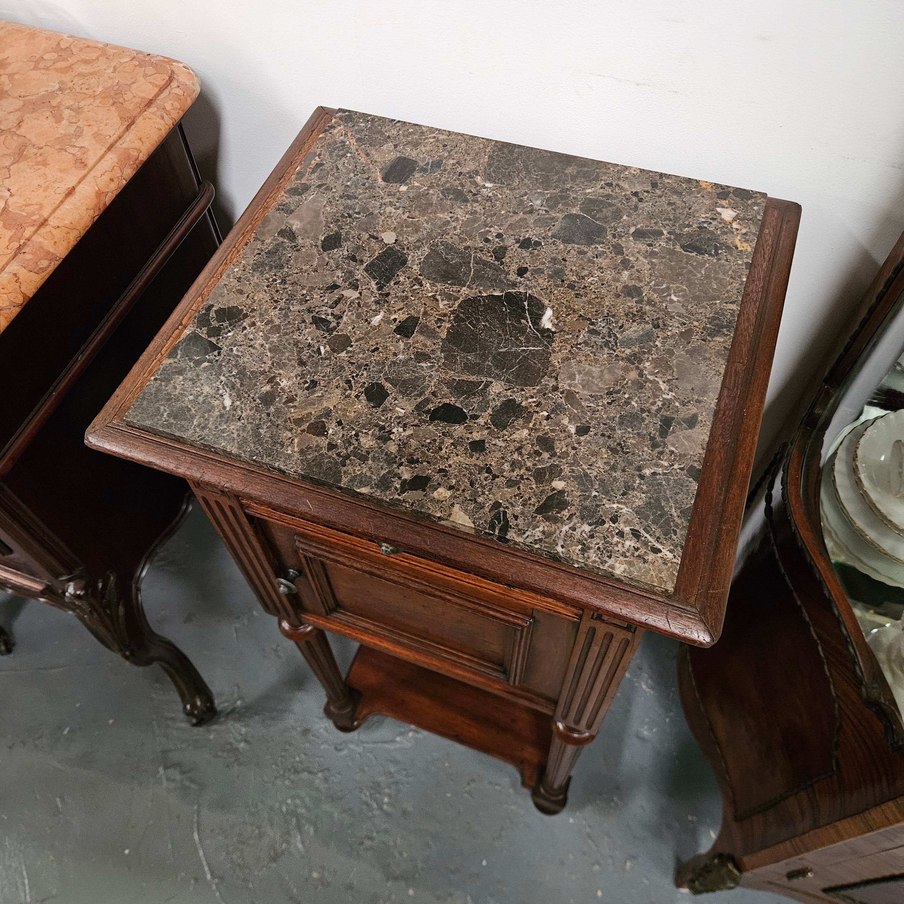 Stunning Marble Top Bedside Table | Antique & Vintage | Moonee Ponds Antiques | Australia Wide Delivery