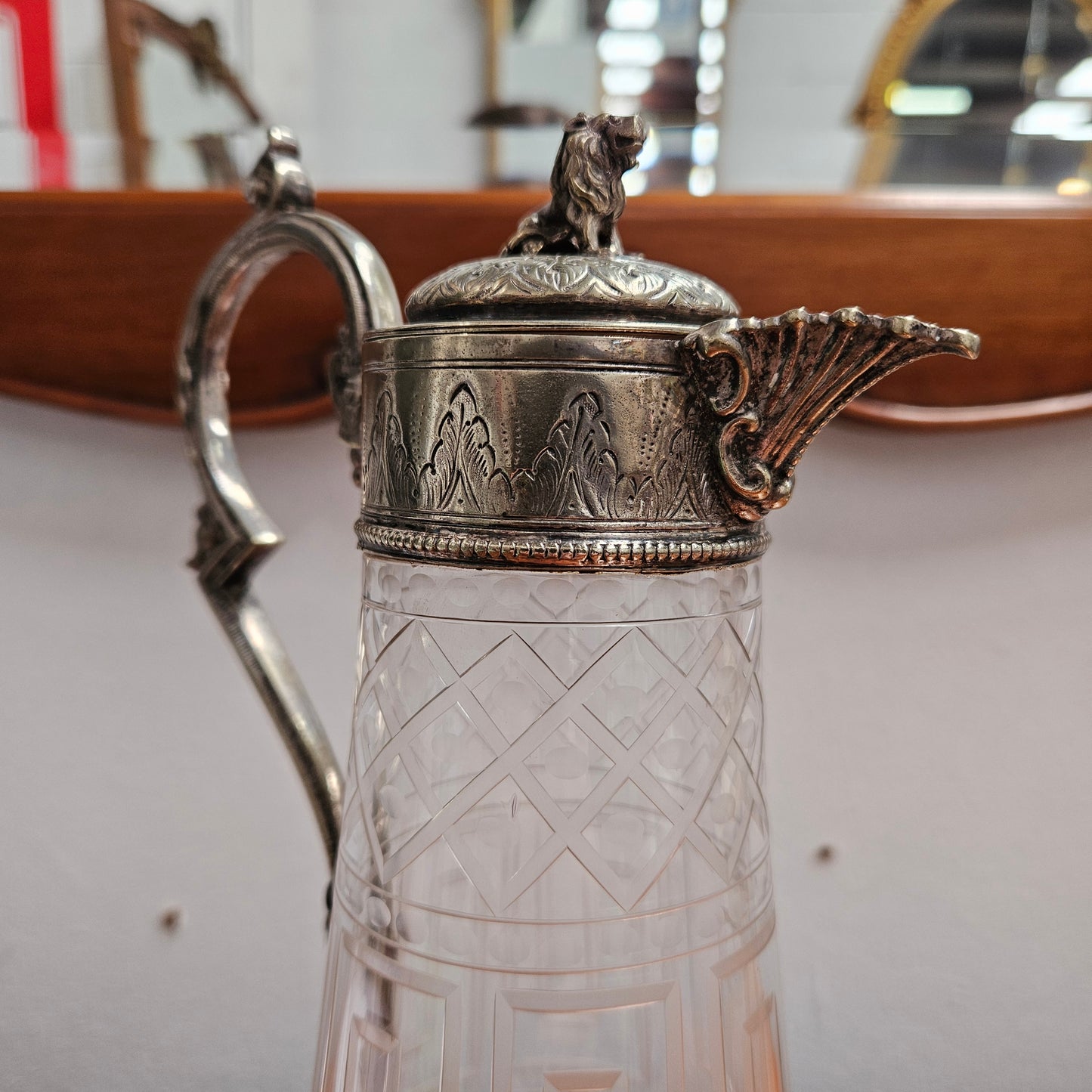 Superb Edwardian Crystal & Silver Plate Claret Jug