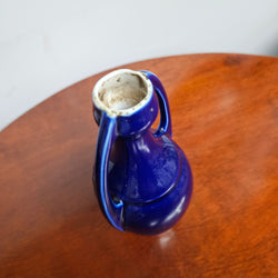 Art Deco Style Cameo Figure Cobalt Blue Vase