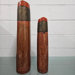 Pair of Tall Pottery Hand Made Vases