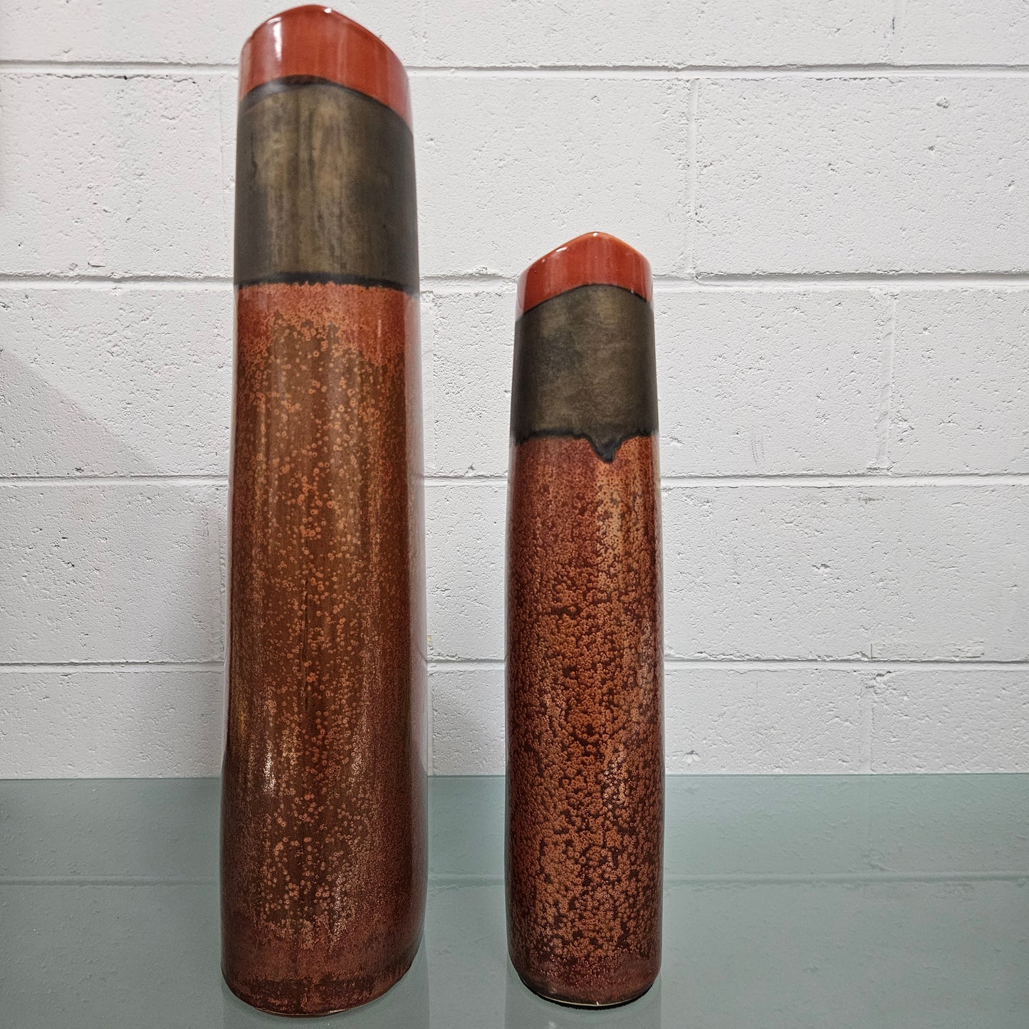 Pair of Tall Pottery Hand Made Vases