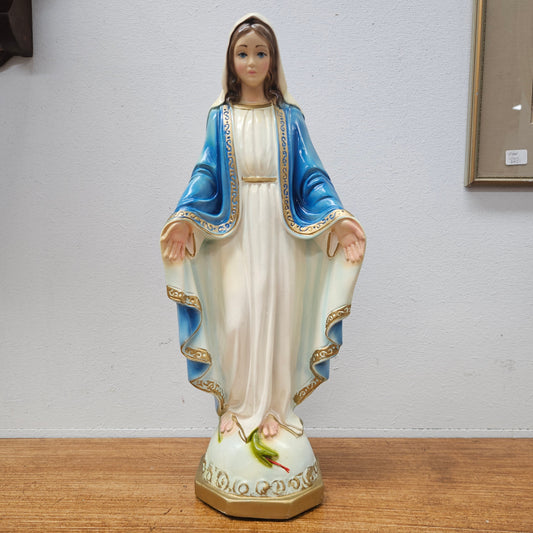 Vintage Hand-Painted Plaster Statue of Our Lady Mary