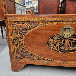 Oriental Carved Camphor Wood Chest