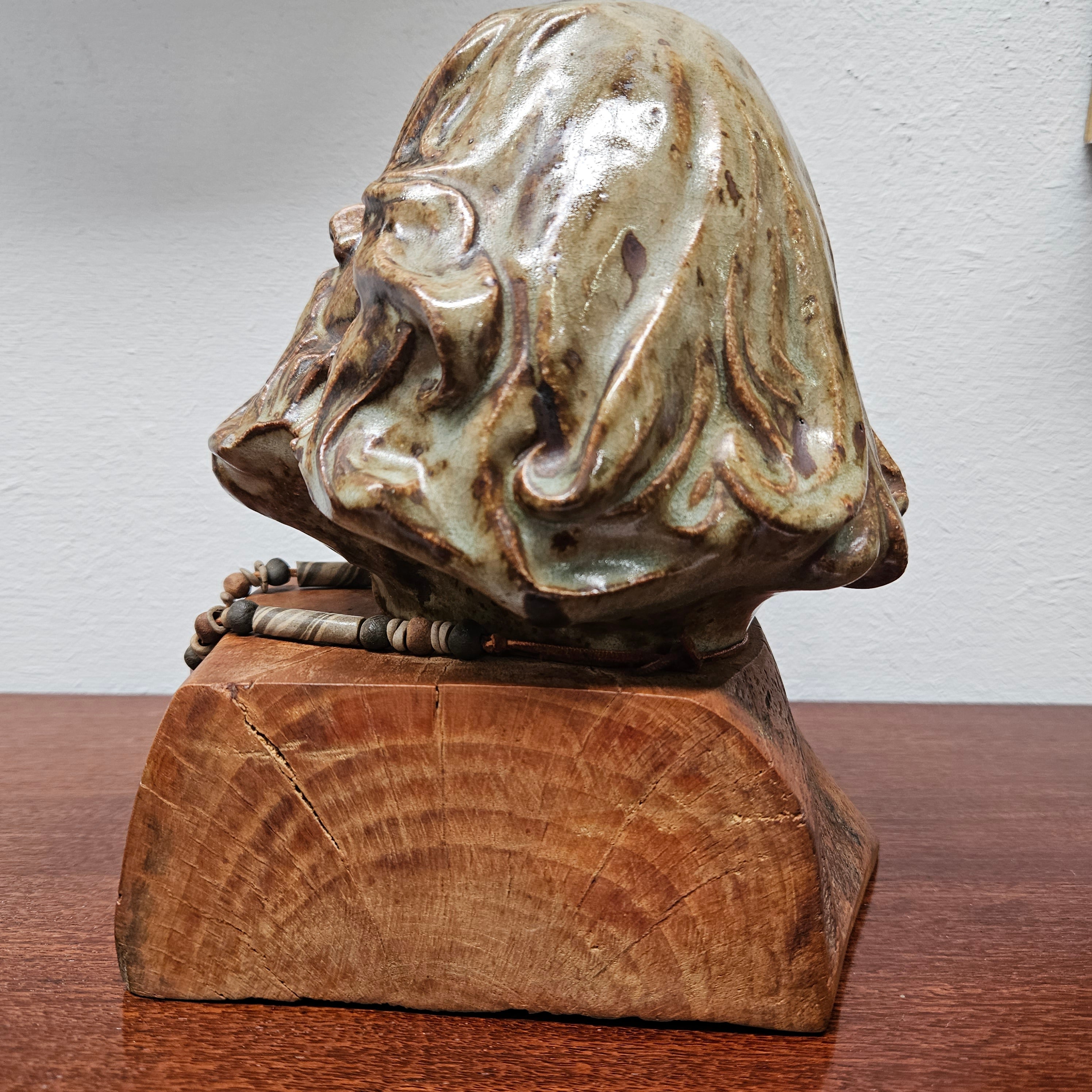 Vintage Pottery Bust On Wooden Base | Antique & Vintage | Moonee Ponds Antiques | Australia Wide Delivery
