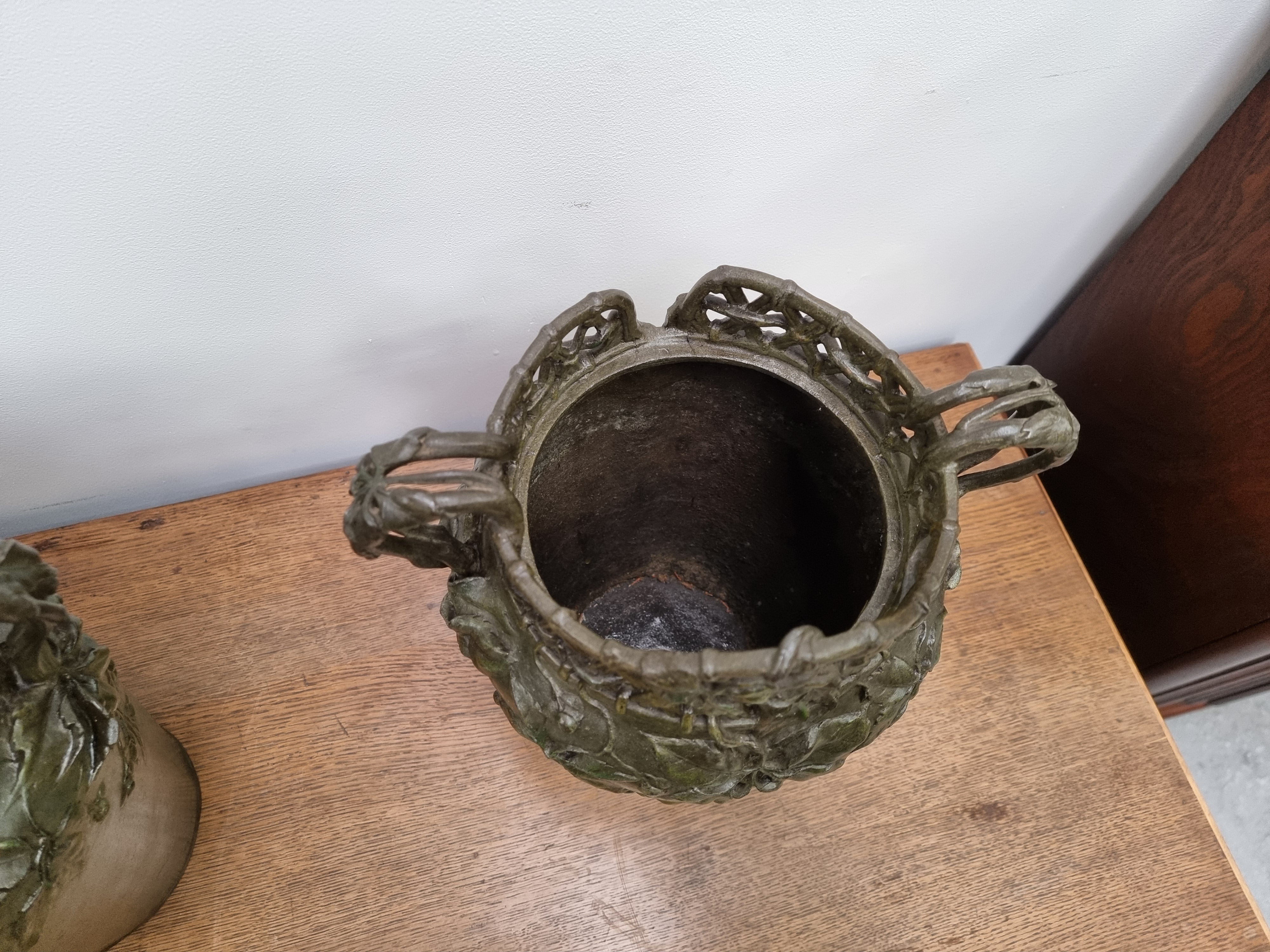 Stunning Pair Of Bronze Art Nouveau Vases by French Sculptor H. Bureau C:1890 | Antique & Vintage | Moonee Ponds Antiques | Australia Wide Delivery