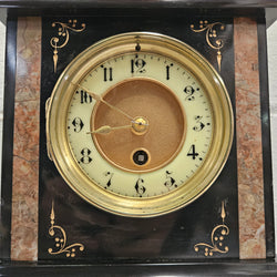 Fully Restored & Serviced French Inlaid Marble Time Piece Clock | Antique & Vintage | Moonee Ponds Antiques | Australia Wide Delivery