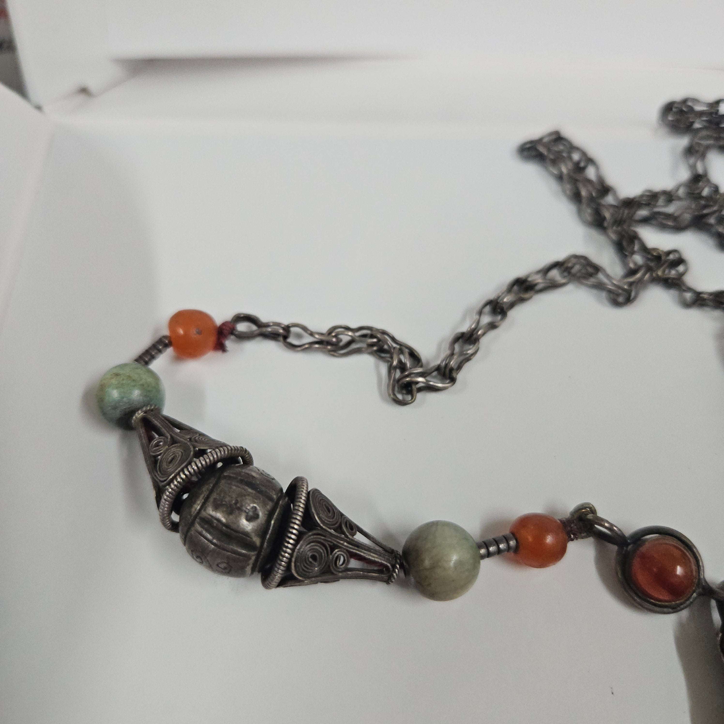 Vintage Tibetan Natural Stone & Silver Necklace | Antique & Vintage | Moonee Ponds Antiques | Australia Wide Delivery
