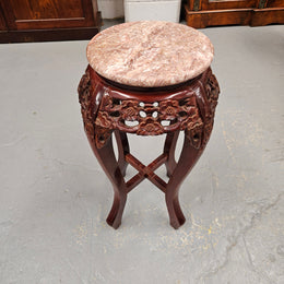 Vintage Marble Top Chinese Pedestal