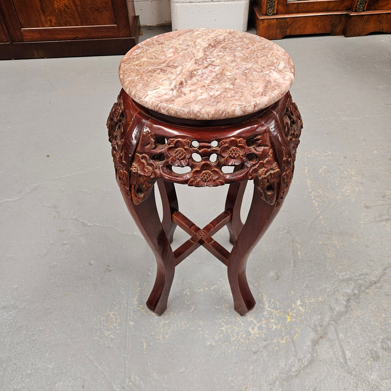Vintage Marble Top Chinese Pedestal