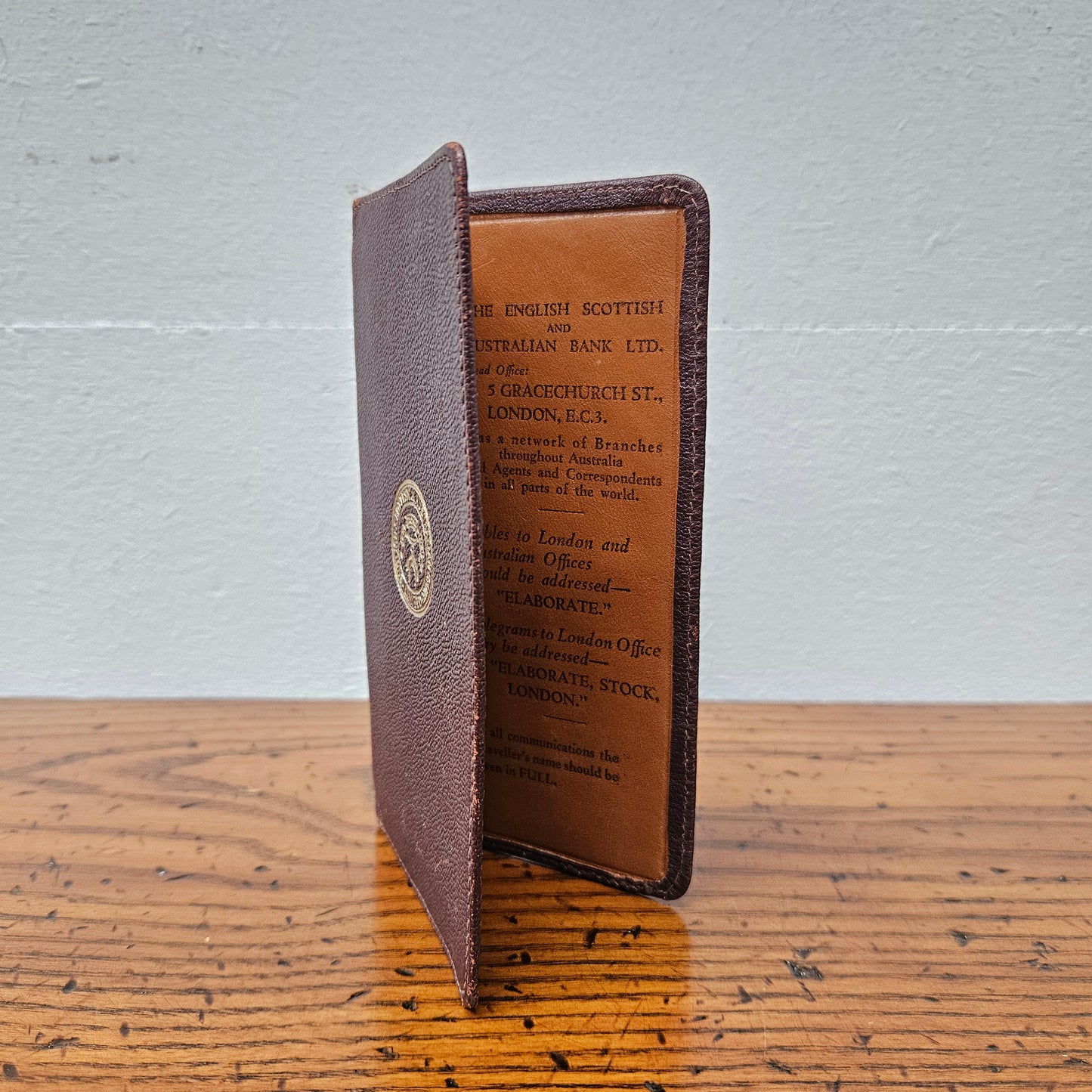 Vintage Leather Bank Wallet for the ES&A Bank Limited