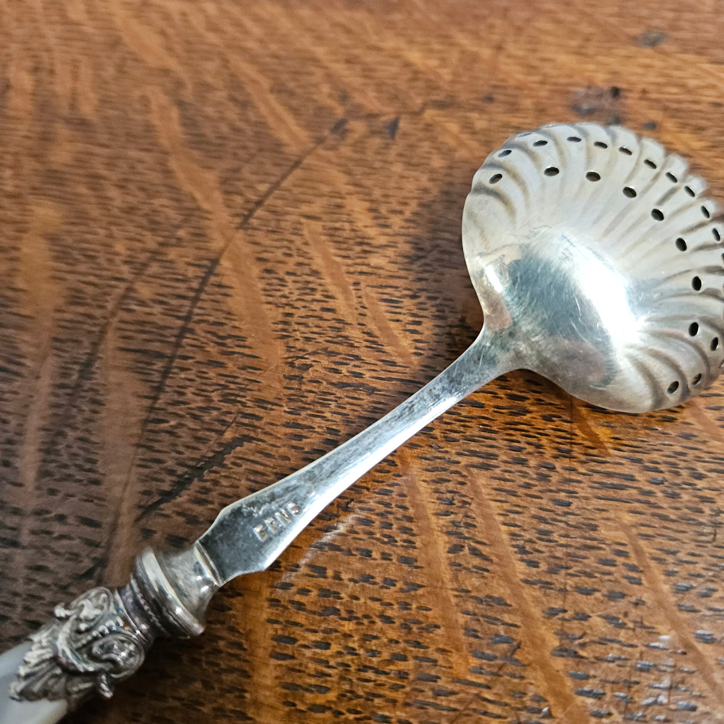 Mother of Pearl & EPNS Silver Sifting Spoon