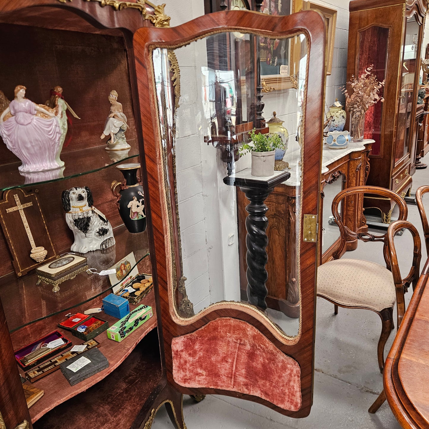 Rare Rosewood Vitrine With Stunning Hand Painted Panels & Gilt Bronze Ormolu trim