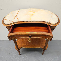 Louis XVIth Style Kidney Shape, Marble Top, Ormolu Trim Side Table | Antique & Vintage | Moonee Ponds Antiques | Australia Wide Delivery