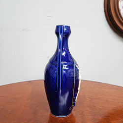 Art Deco Style Cameo Figure Cobalt Blue Vase