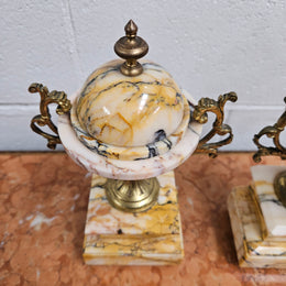 Elegant French Marble & Gilt Brass Cassolettes