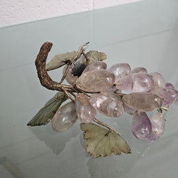 Vintage Cluster Of Amethyst & Jade Grapes & Leaves